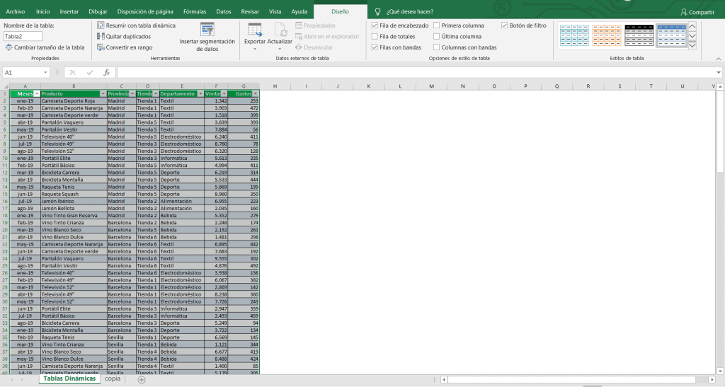 Ventajas de trabajar con tablas en Excel