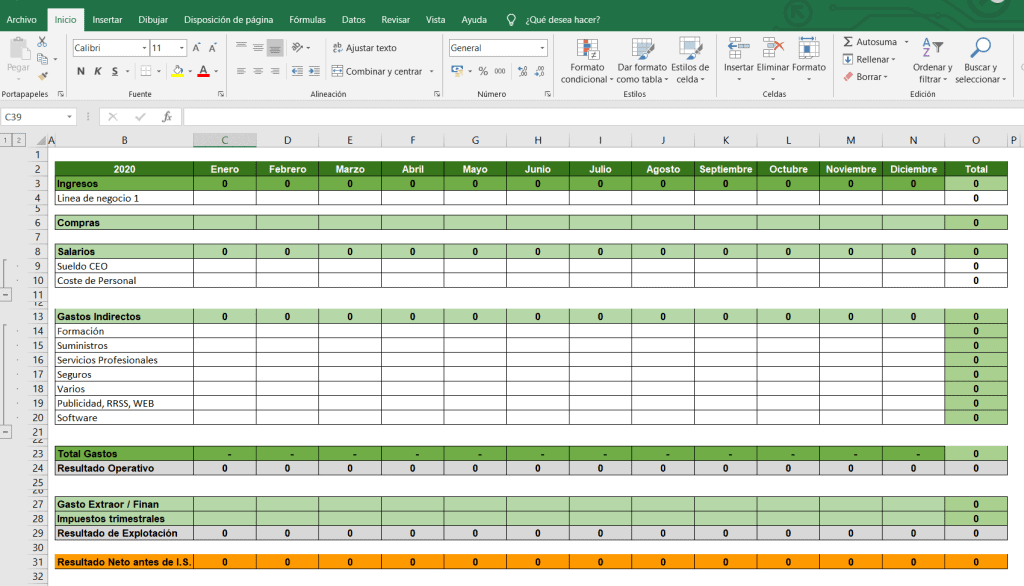 Cómo crear una cuenta de resultados en Excel