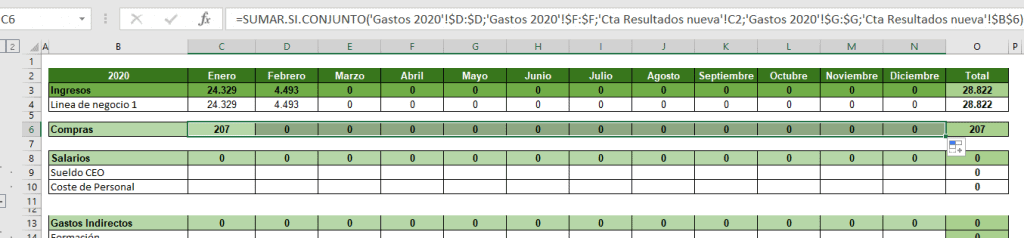 cómo crear una cuenta de resultados en excel