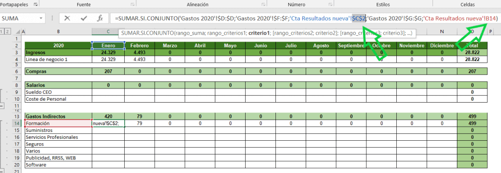 cómo crear una cuenta de resultados en excel