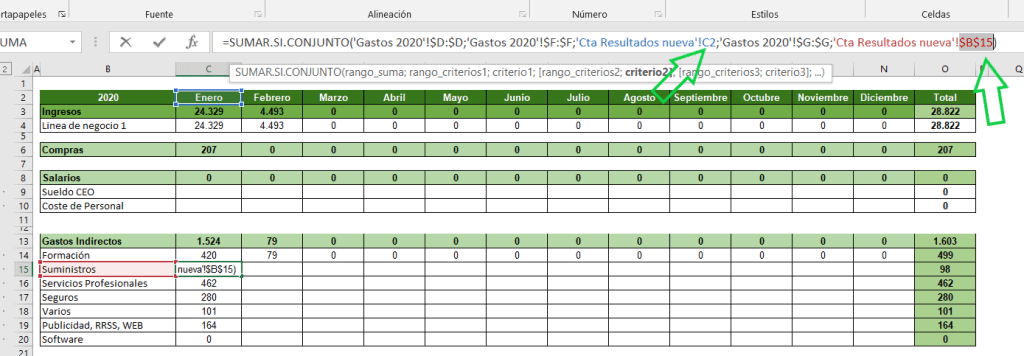 cómo crear una cuenta de resultados en excel