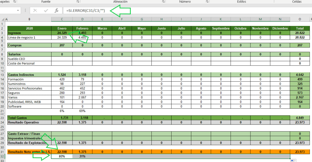 cómo crear una cuenta de resultados en excel