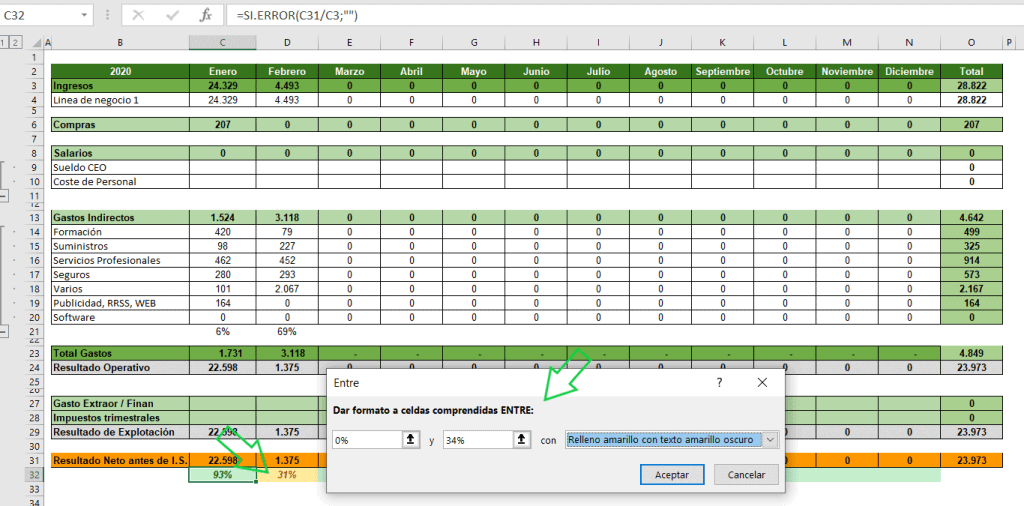 cómo crear una cuenta de resultados en excel