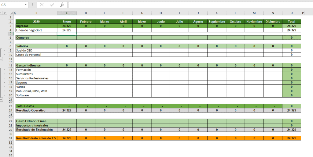 Cómo crear una cuenta de resultados en Excel