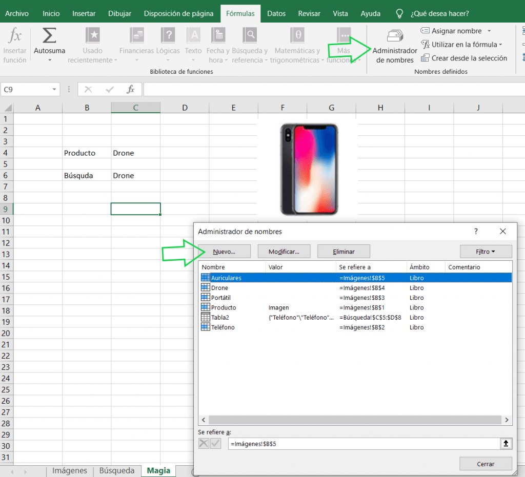búsquedas con imágenes en excel