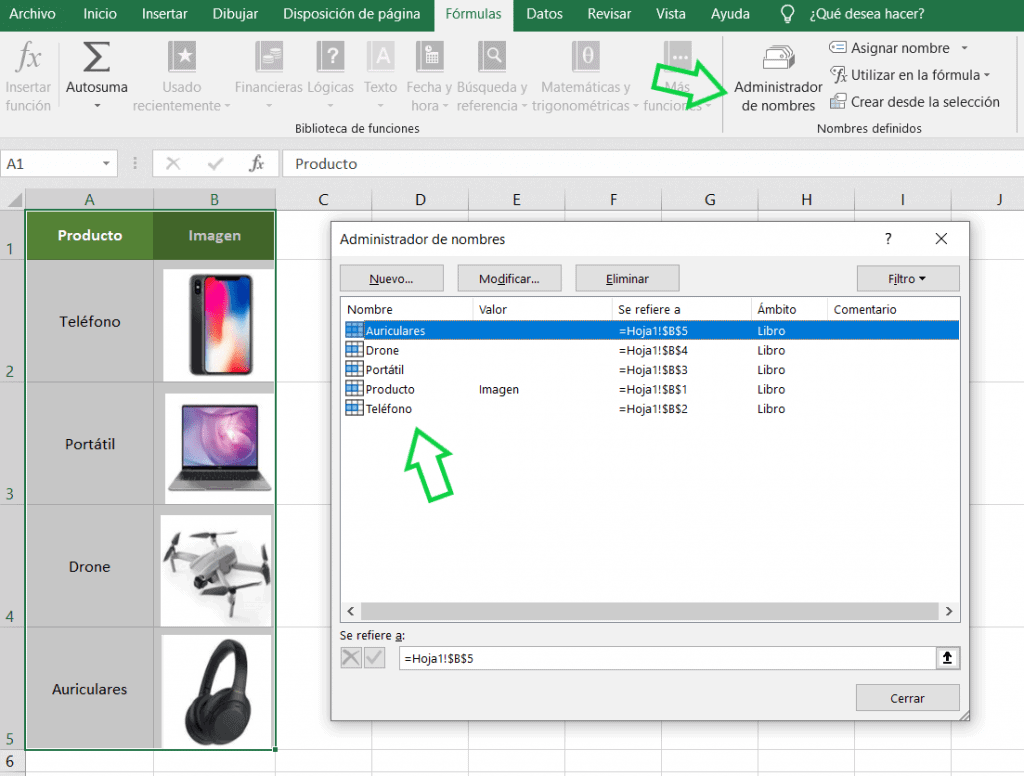 búsquedas con imágenes en Excel